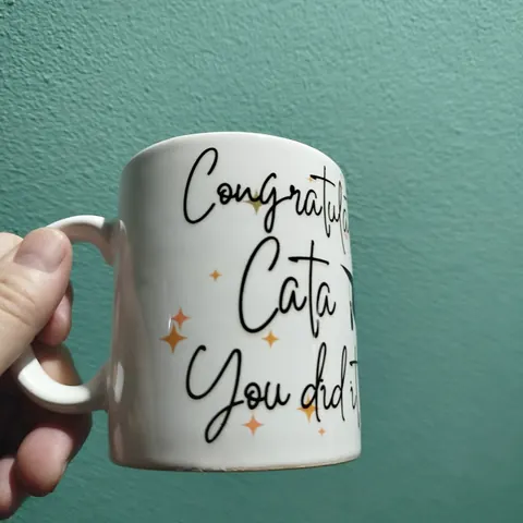 Taza Congratulations, recibida