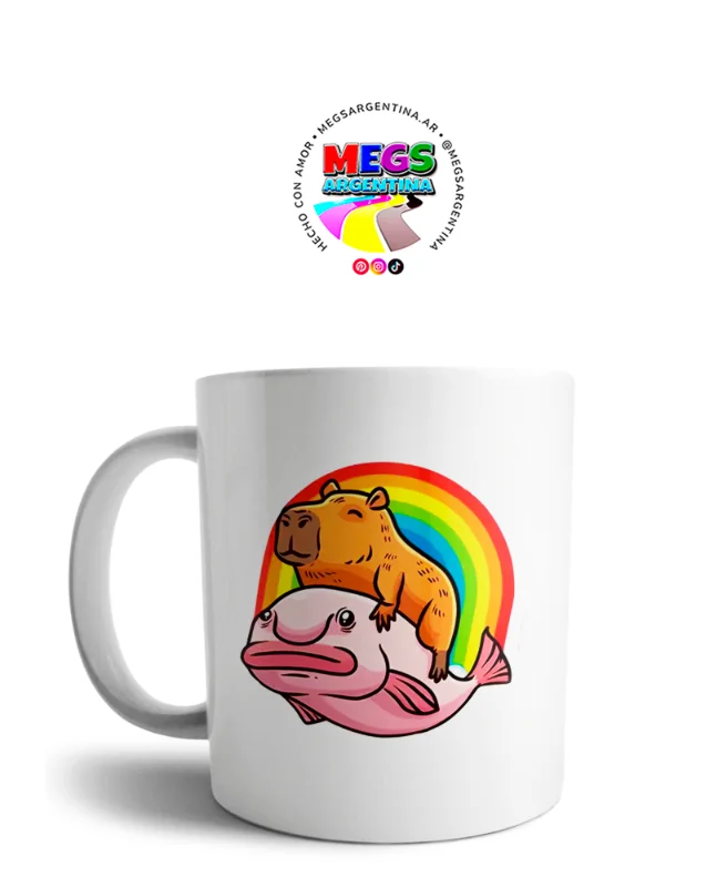 Taza Capybara arcoíris